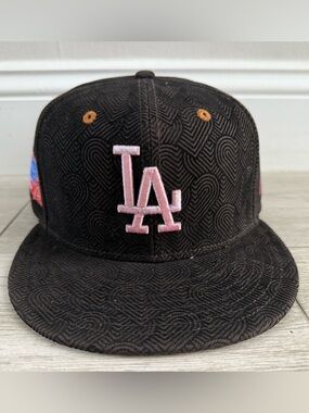 LA Los Angeles Dodgers Hat Club New Era Sweethearts Brown Pink Fitted Sz 7 3/8